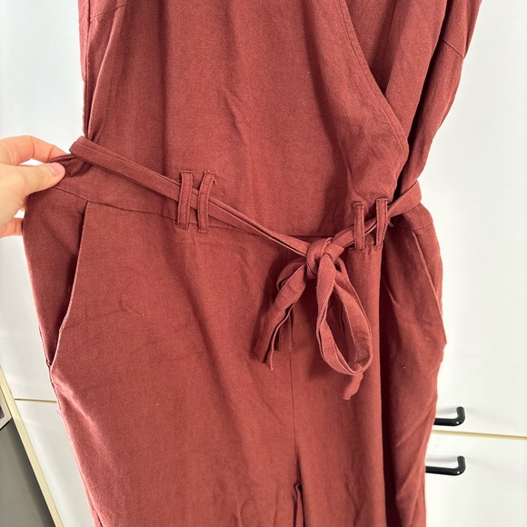 Vero Moda Sleeveless Wrap Jumpsuit Linen blend Waist Tie Women Large Office - Picture 3 of 13